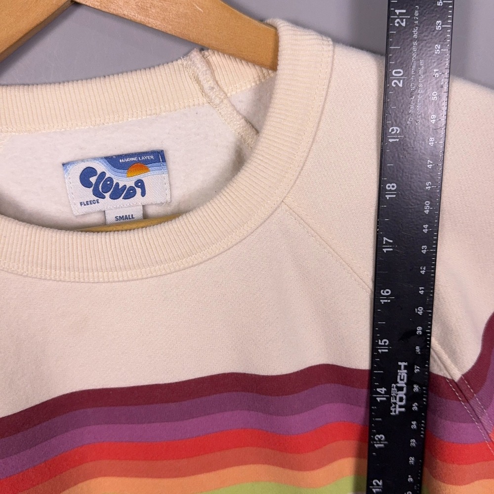 Marine Layer Cloud 9 Fleece Sweatshirt Womens Size Small Striped Cream Retro - Picture 6 of 7